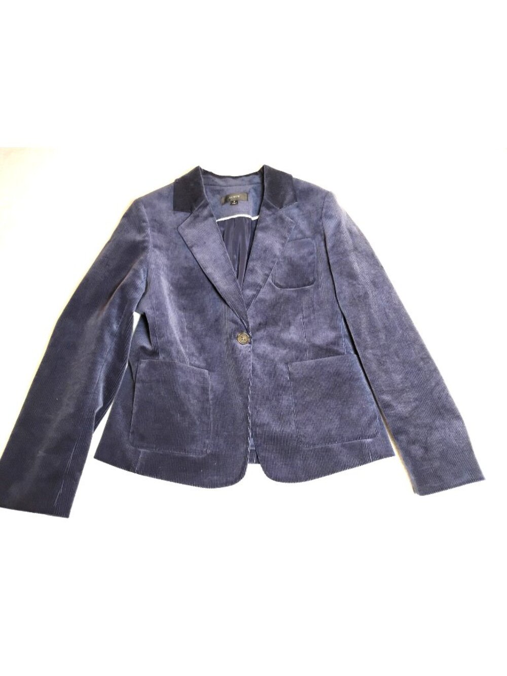 J Crew Womens Corduroy Blazer Preppy Workwear Casual Size 8 Dark Blue